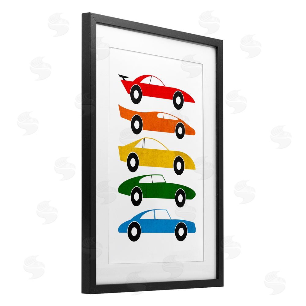 Tom Quartermaine Colorful Midcentury Cars Black Framed Print Under Glass Wall Art