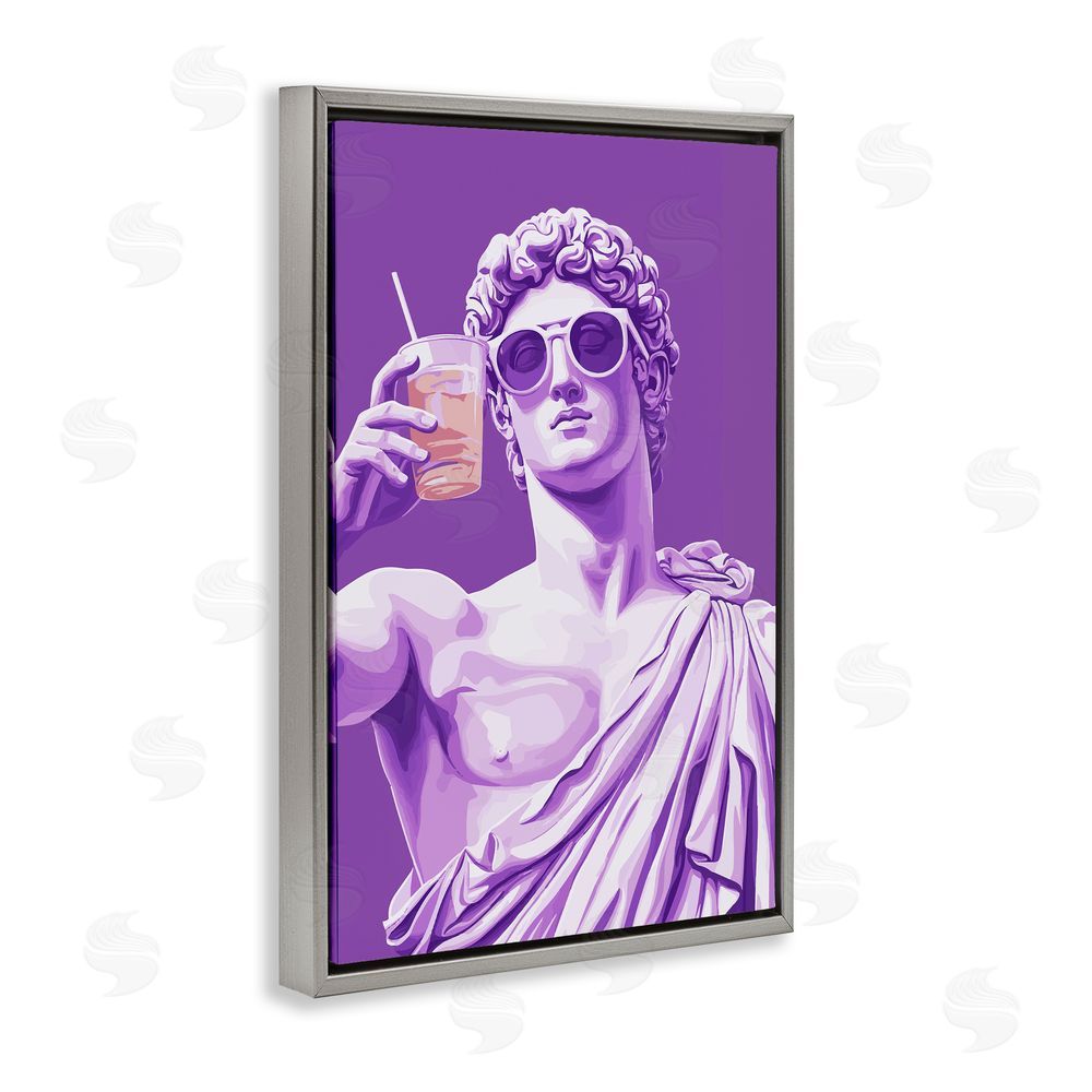 Andreas Magnusson Greek Statue Cheers Gray Floating Frame Canvas Wall Art