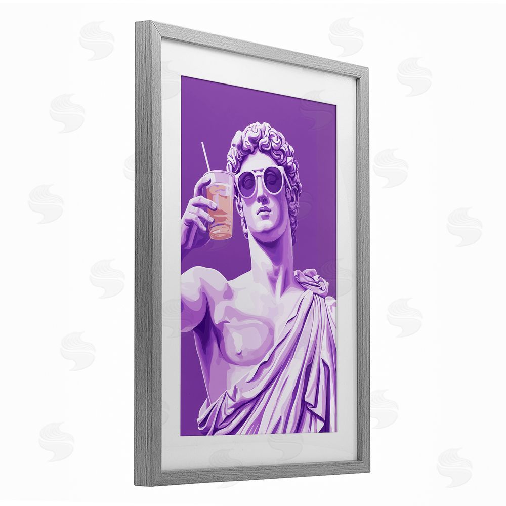 Andreas Magnusson Greek Statue Cheers Gray Framed Print Under Glass with Mat Wall Art