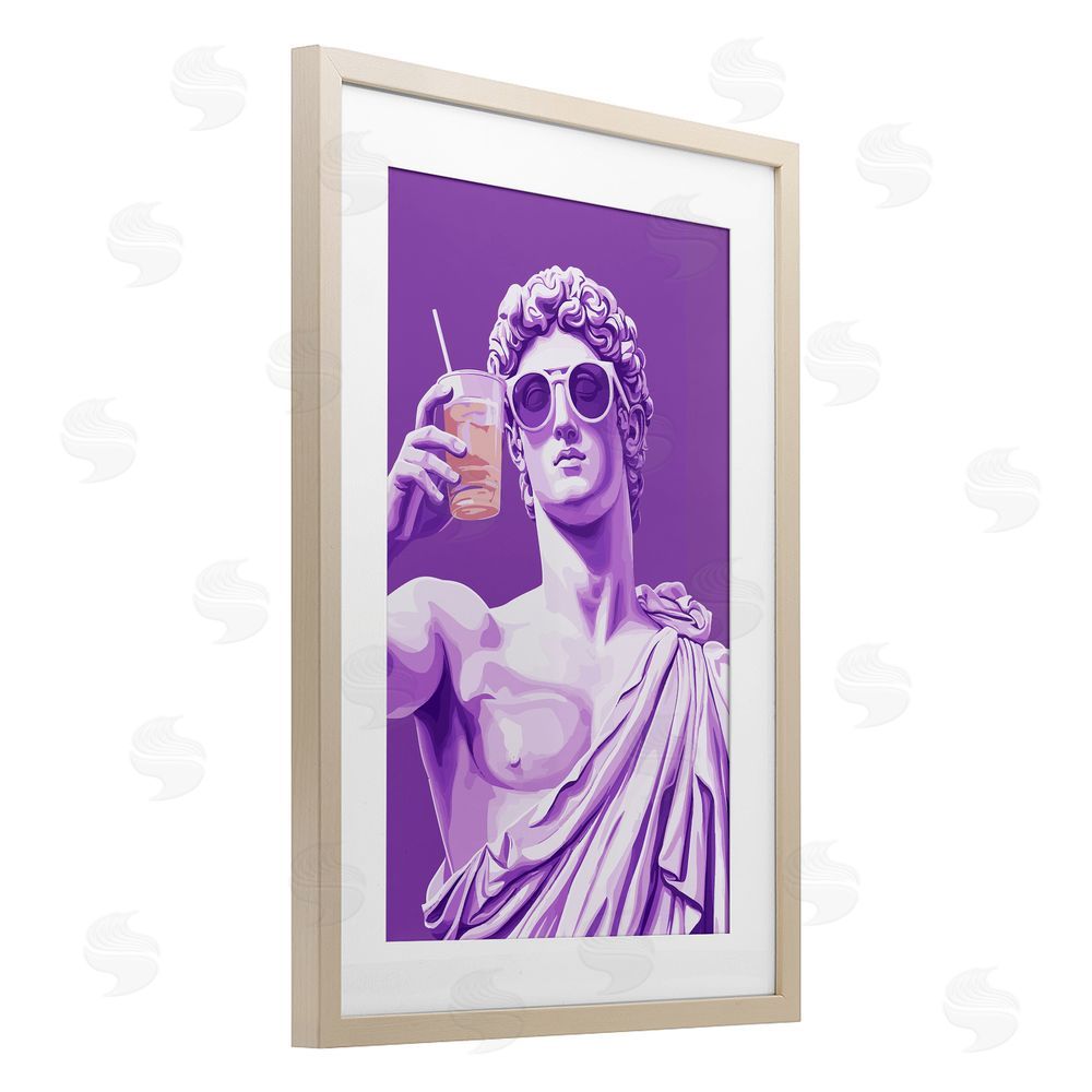 Andreas Magnusson Greek Statue Cheers Brown Framed Print Under Glass with Mat Wall Art