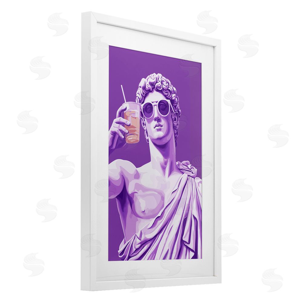 Andreas Magnusson Greek Statue Cheers White Framed Print Under Glass with Mat Wall Art