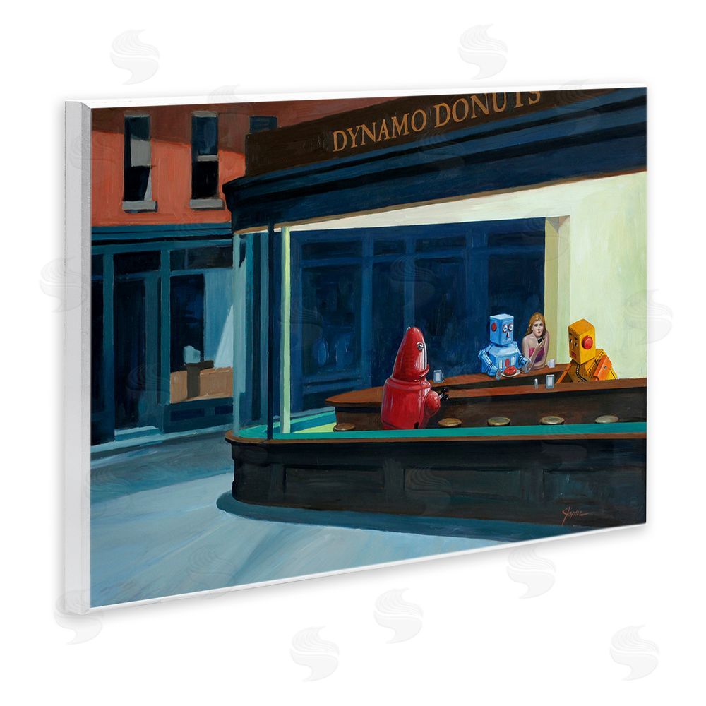 Eric Joyner Robots in Donut Shop Wall Plaque Art Print