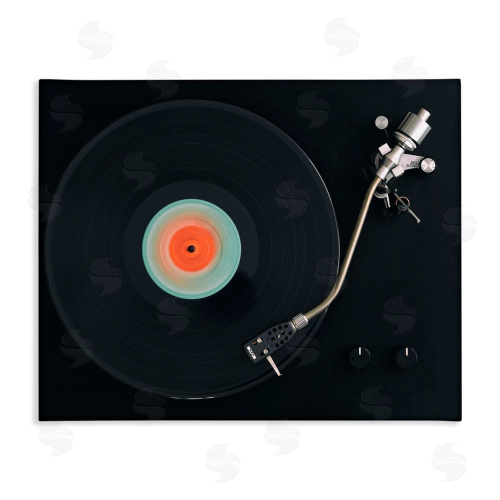 Tom Quartermaine Vintage Spinning Record Stretched Canvas Wall Art Print
