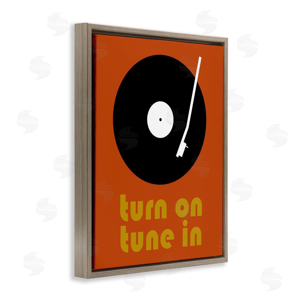Tom Quartermaine Turn On Tune In Brown Floating Frame Canvas Wall Art Print