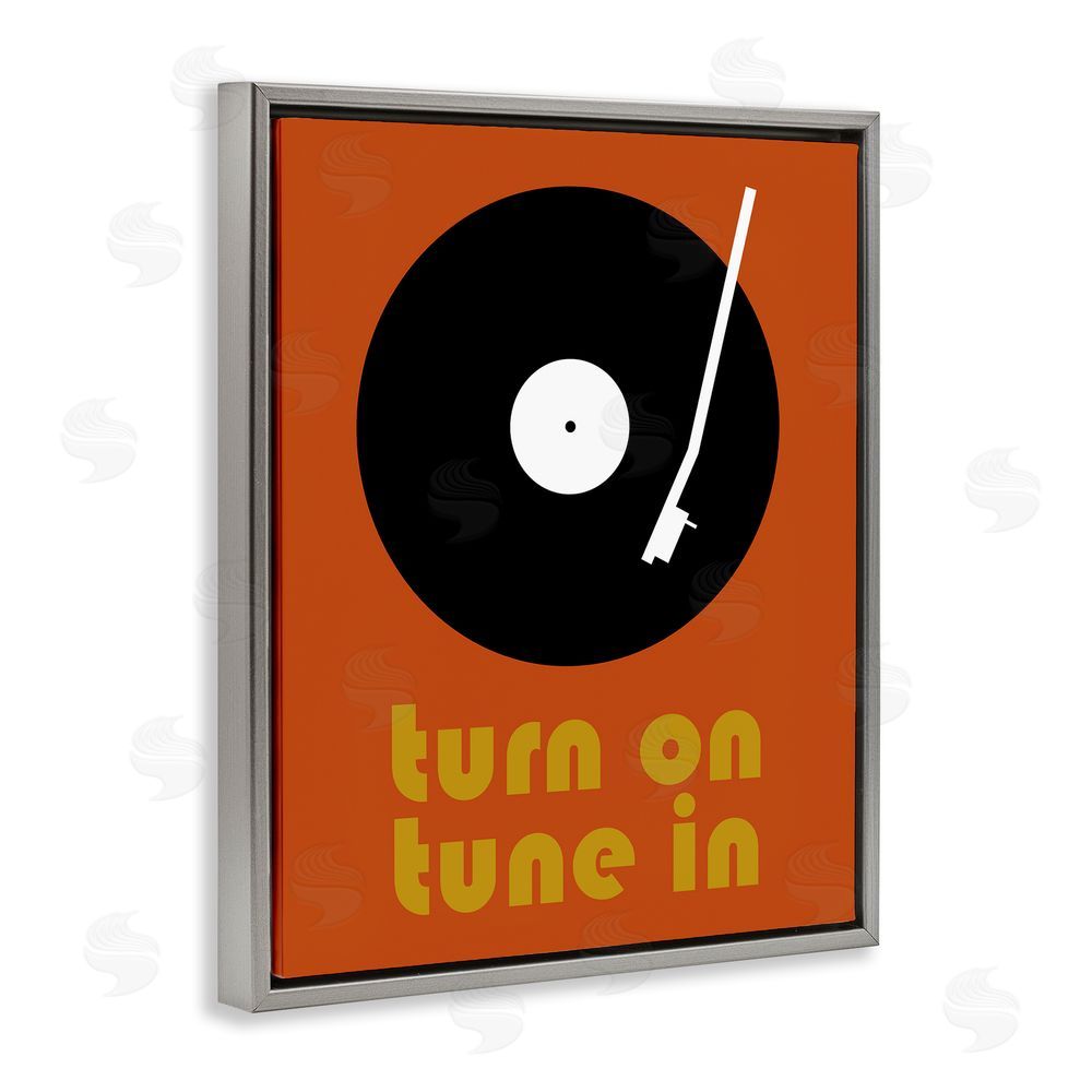 Tom Quartermaine Turn On Tune In Gray Floating Frame Canvas Wall Art Print