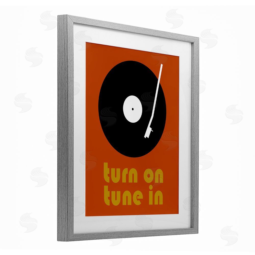 Tom Quartermaine Turn On Tune In Gray Framed Print Under Glass Wall Art
