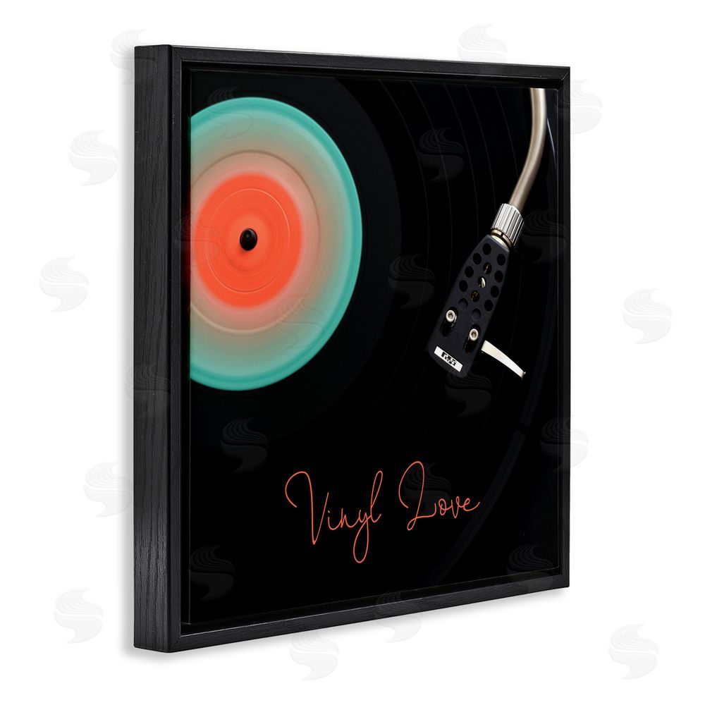 Tom Quartermaine Spinning Record Vinyl Love Black Floating Frame Canvas Wall Art Print