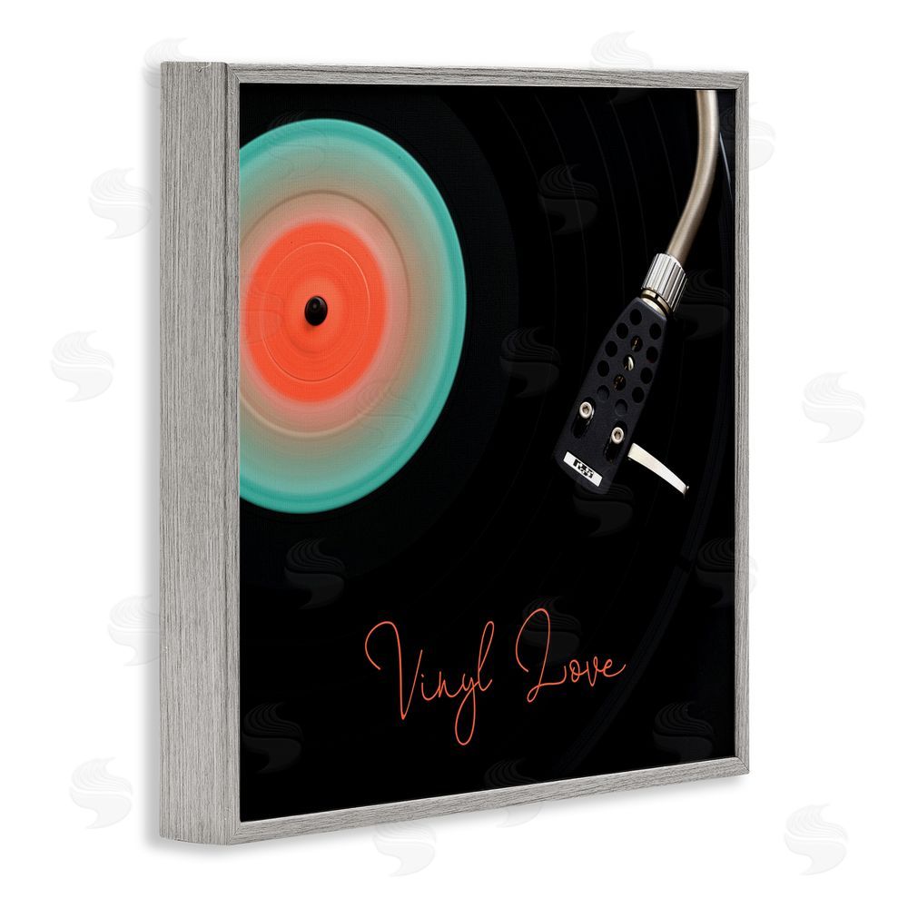 Tom Quartermaine Spinning Record Vinyl Love Gray Framed Giclee Wall Art Print