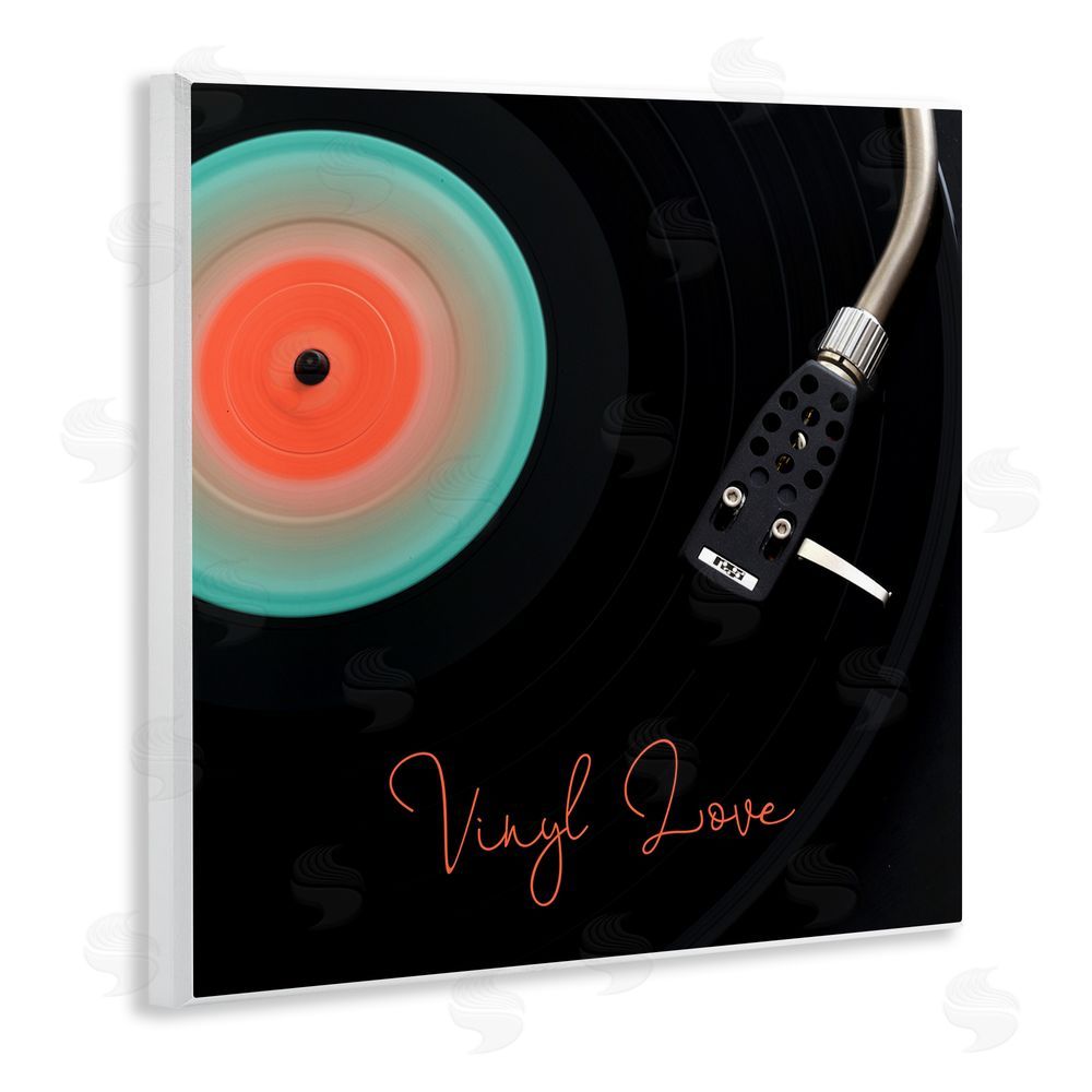 Tom Quartermaine Spinning Record Vinyl Love Wooden Wall Plaque Art Print