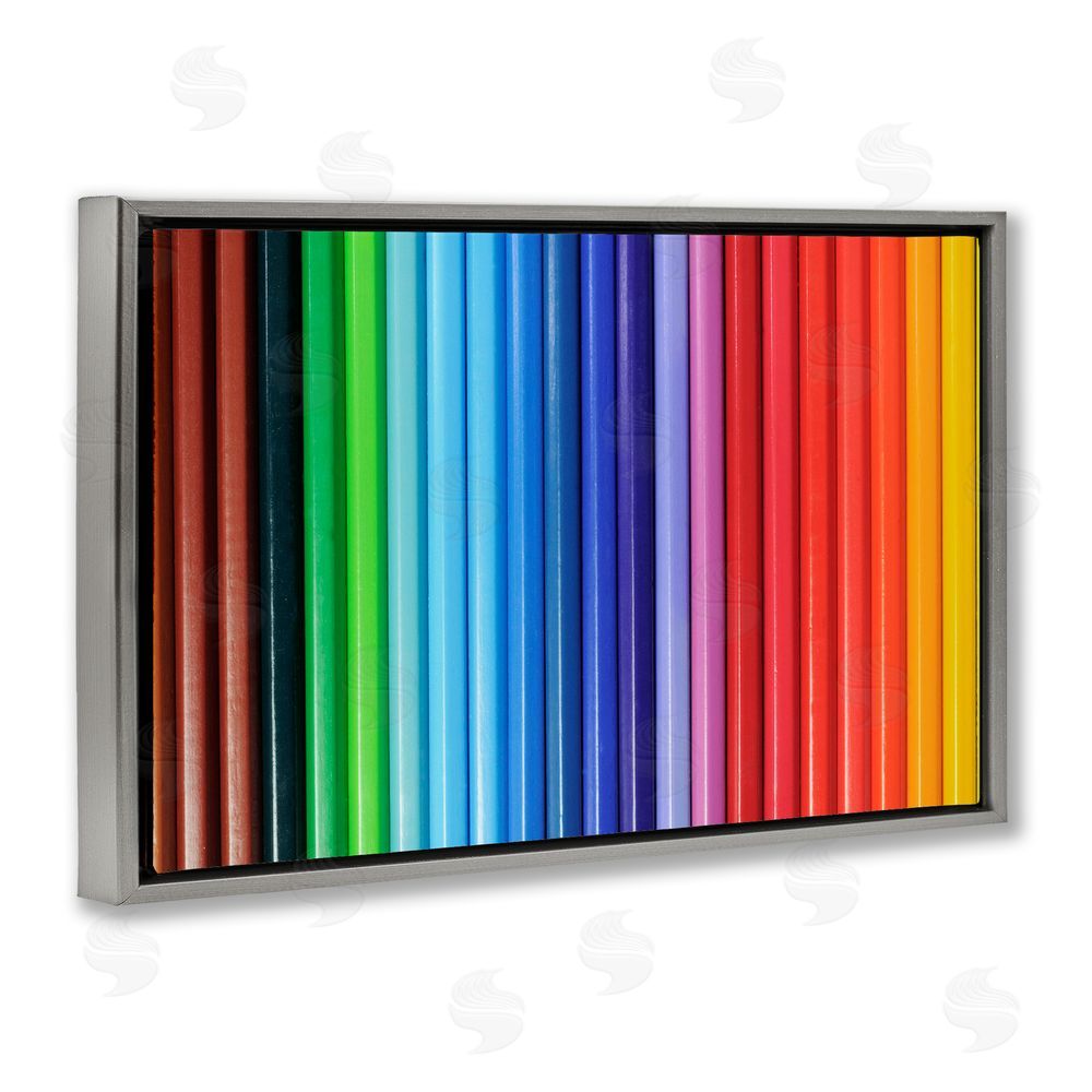 Tom Quartermaine Colored Pencil Lineup Gray Floating Frame Canvas Wall Art Print