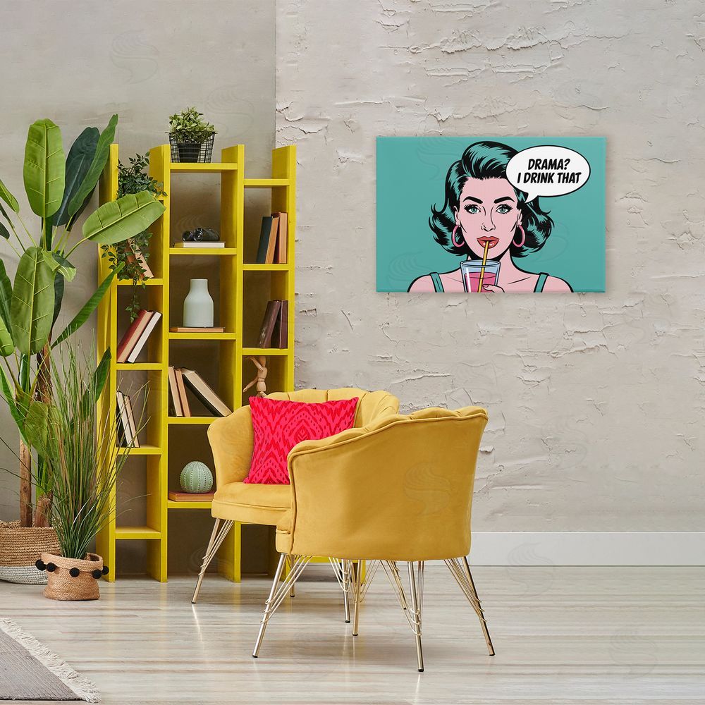 Andreas Magnusson Drama I Drink That Stretched Canvas Wall Art in Room