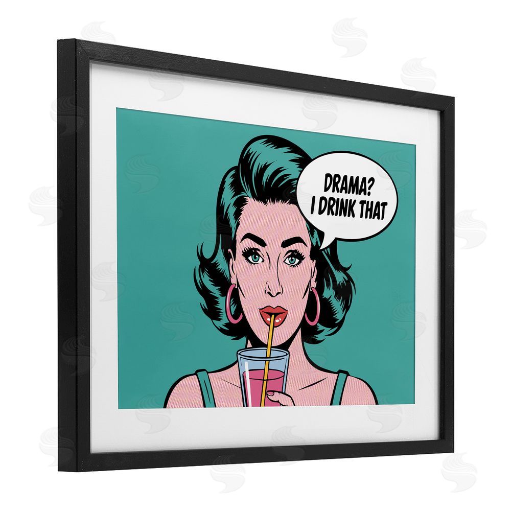 Andreas Magnusson Drama I Drink That Black Framed Print Under Glass with Mat Wall Art