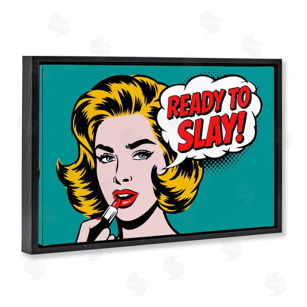 Andreas Magnusson Ready To Slay Pop Lipstick Black Floating Frame Canvas Wall Art Print