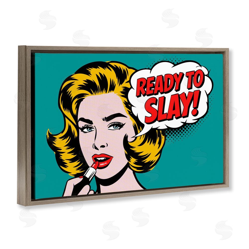 Andreas Magnusson Ready To Slay Pop Lipstick Brown Floating Frame Canvas Wall Art Print