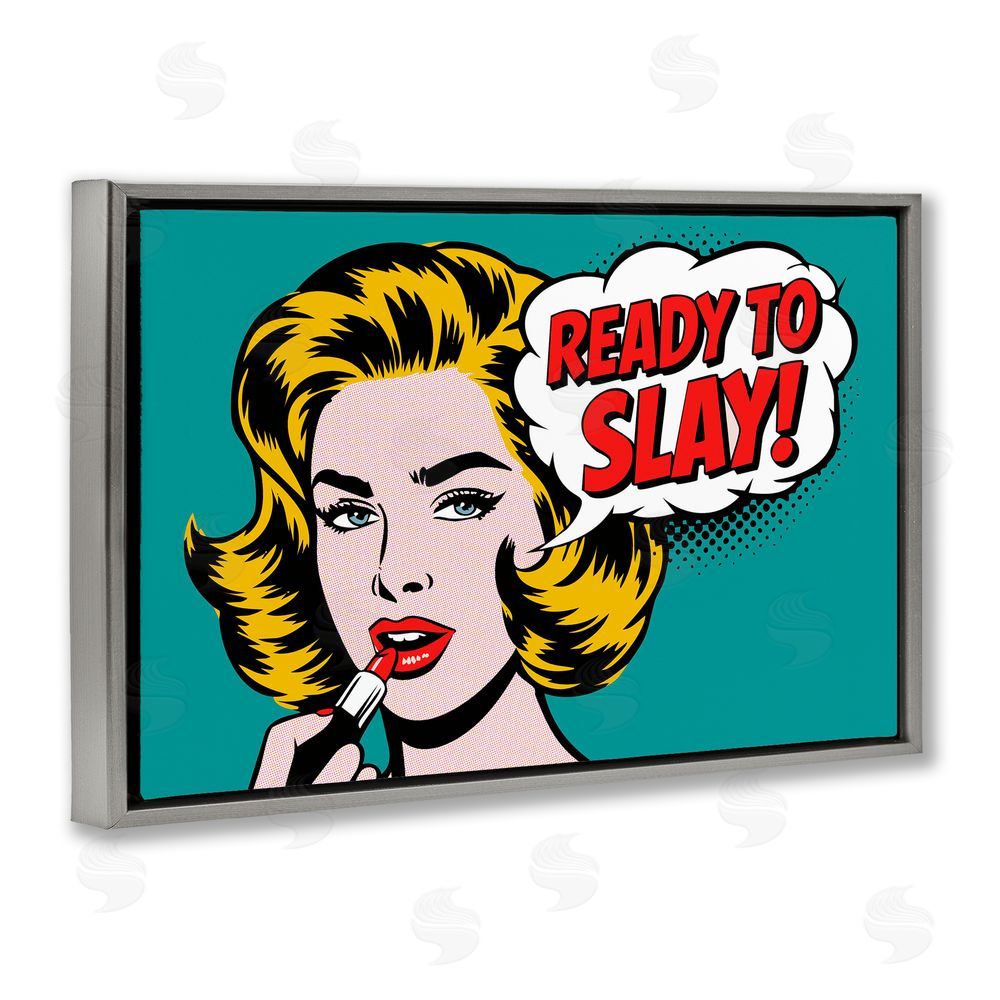 Andreas Magnusson Ready To Slay Pop Lipstick Gray Floating Frame Canvas Wall Art Print