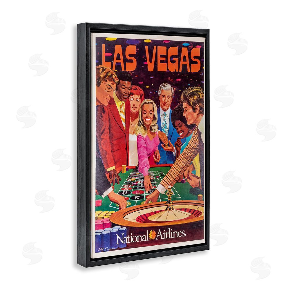 Vintage Posters Vintage Las Vegas Casino Black Floating Frame Canvas Wall Art Print