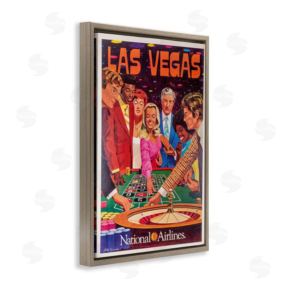 Vintage Posters Vintage Las Vegas Casino Brown Floating Frame Canvas Wall Art Print