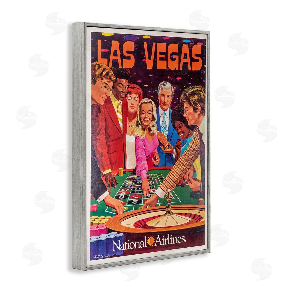 Vintage Posters Vintage Las Vegas Casino Gray Framed Giclee Wall Art Print