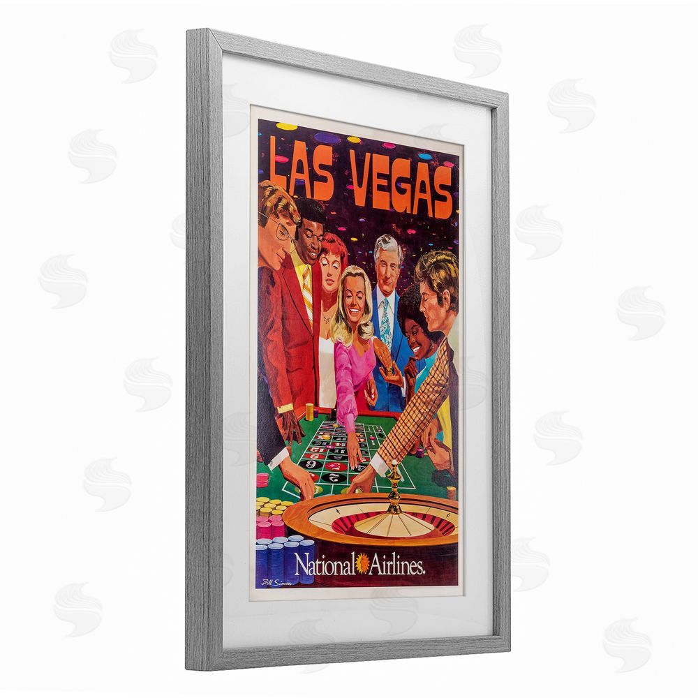 Vintage Posters Vintage Las Vegas Casino Gray Framed Print Under Glass Wall Art