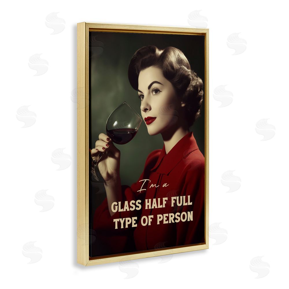 Andreas Magnusson Glass Half Full Person Gold Floating Frame Canvas Wall Art
