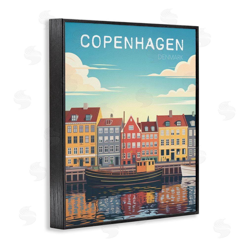 Andreas Magnusson Copenhagen Cityscape with River Black Framed Giclee Wall Art Print
