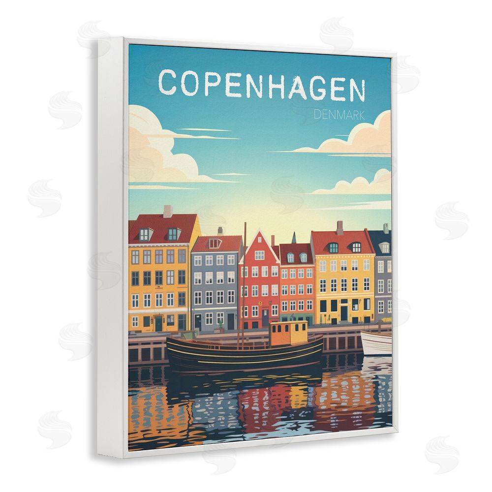 Andreas Magnusson Copenhagen Cityscape with River White Framed Giclee Wall Art Print