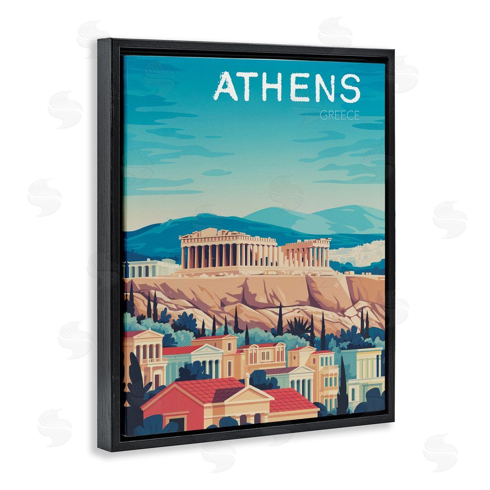 Andreas Magnusson Athens Topography Cityscape Black Floating Frame Canvas Wall Art Print