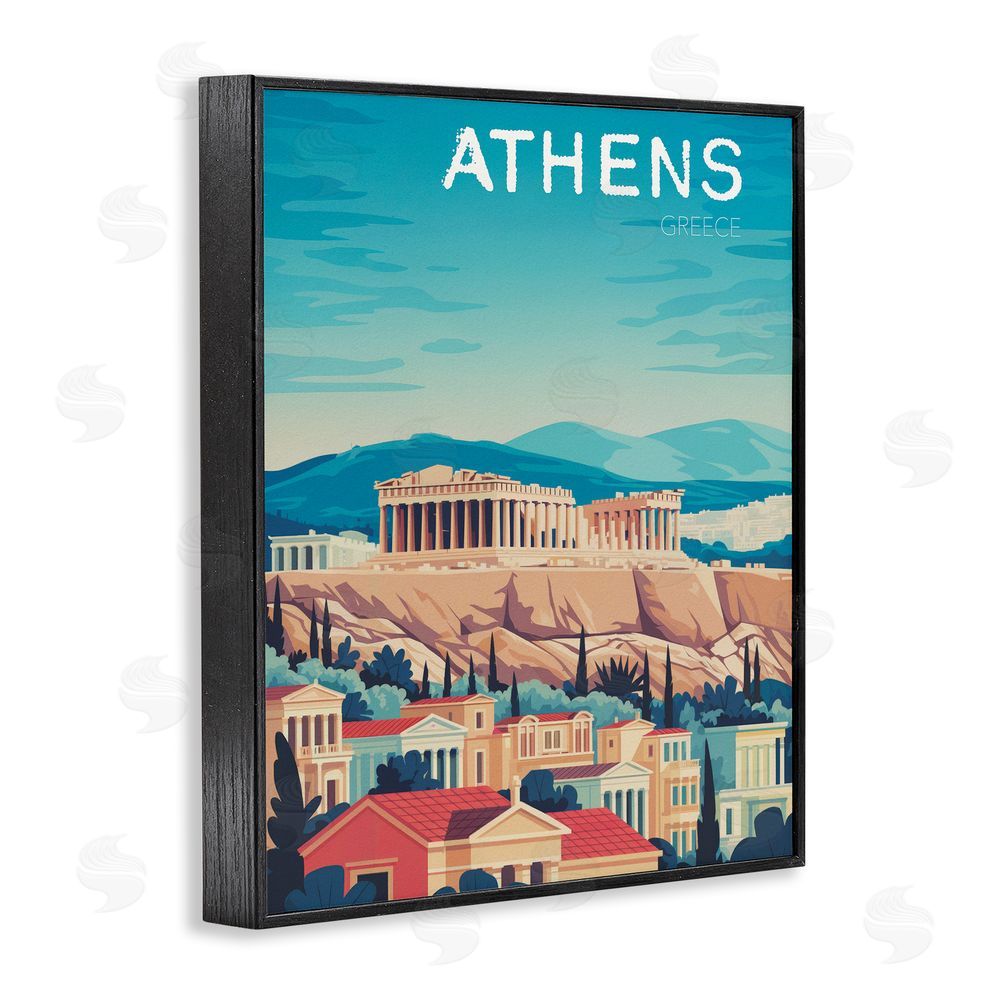 Andreas Magnusson Athens Topography Cityscape Black Framed Giclee Wall Art Print