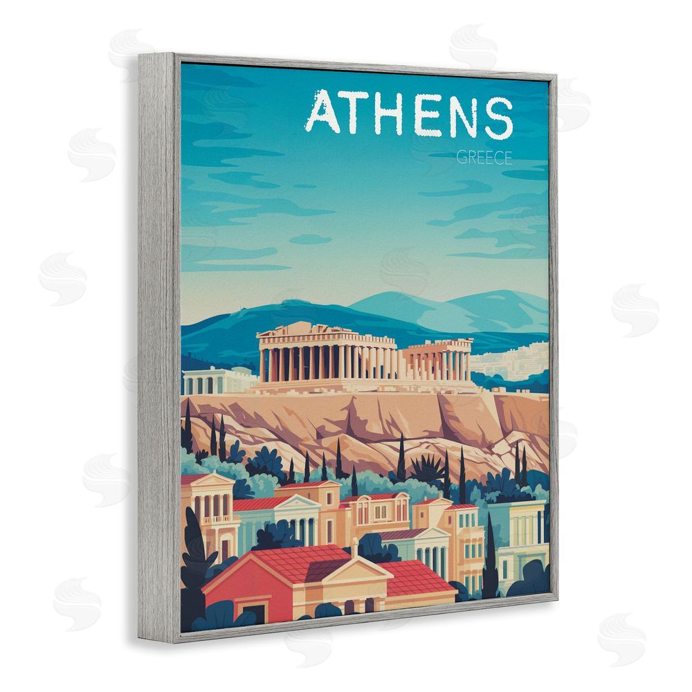 Andreas Magnusson Athens Topography Cityscape Gray Framed Giclee Wall Art Print