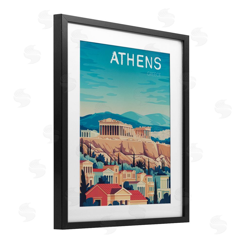 Andreas Magnusson Athens Topography Cityscape Black Framed Print Under Glass Wall Art