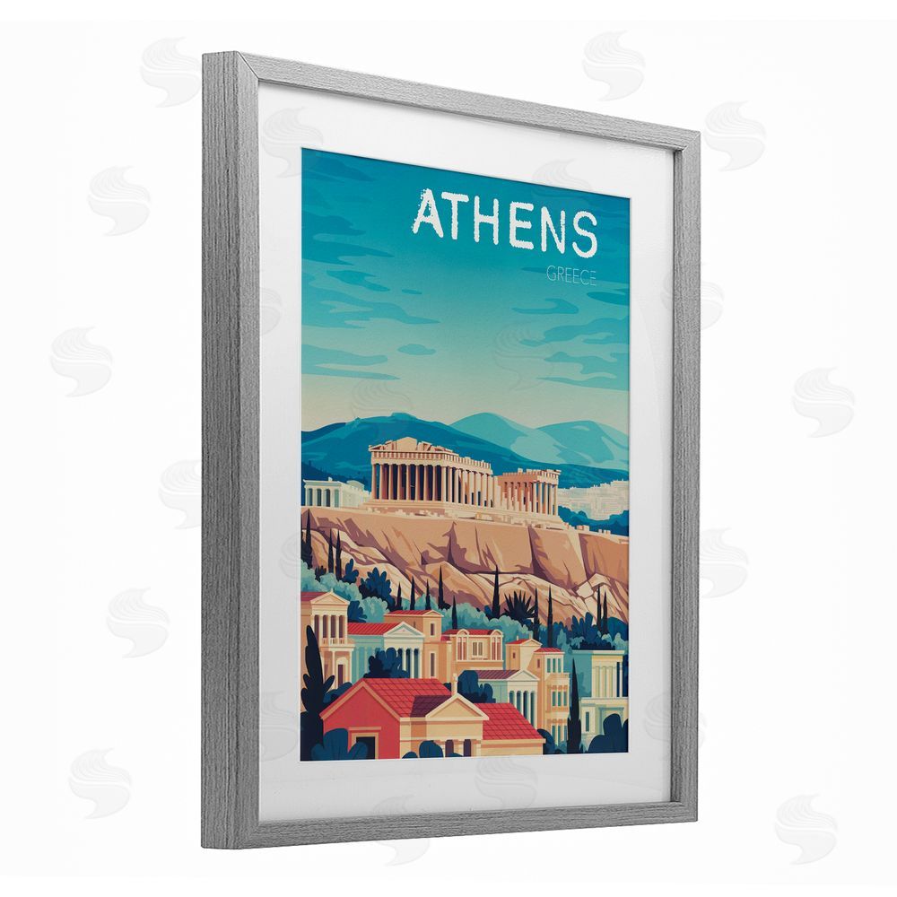 Andreas Magnusson Athens Topography Cityscape Gray Framed Print Under Glass Wall Art