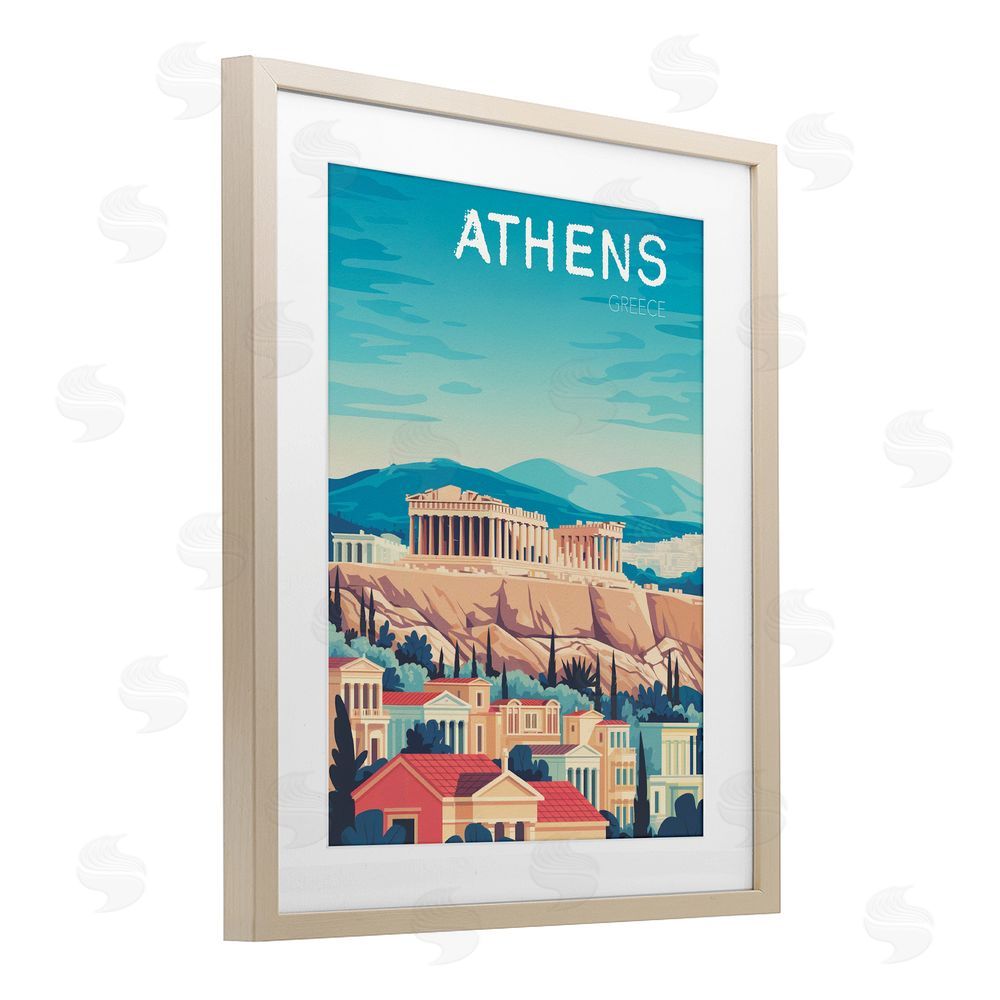 Andreas Magnusson Athens Topography Cityscape Brown Framed Print Under Glass Wall Art