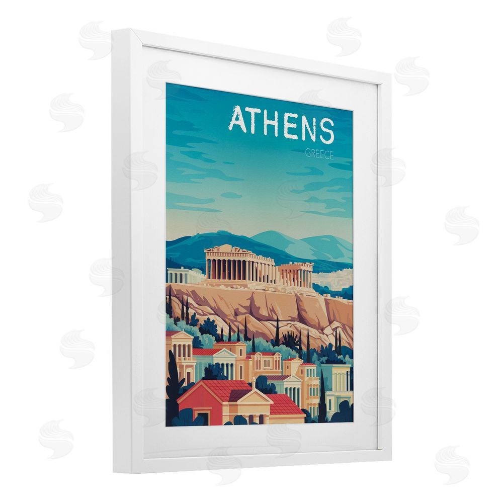 Andreas Magnusson Athens Topography Cityscape White Framed Print Under Glass Wall Art