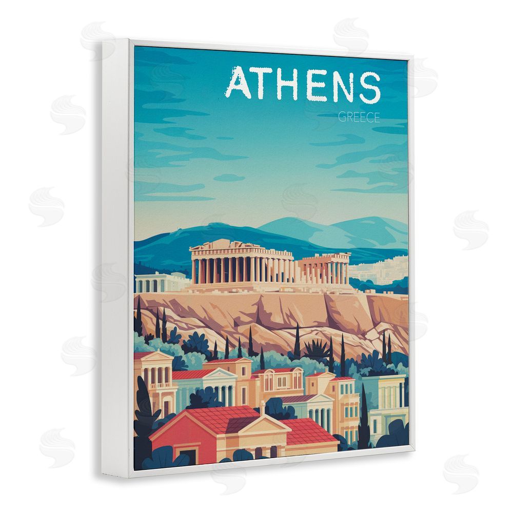Andreas Magnusson Athens Topography Cityscape White Framed Giclee Wall Art Print