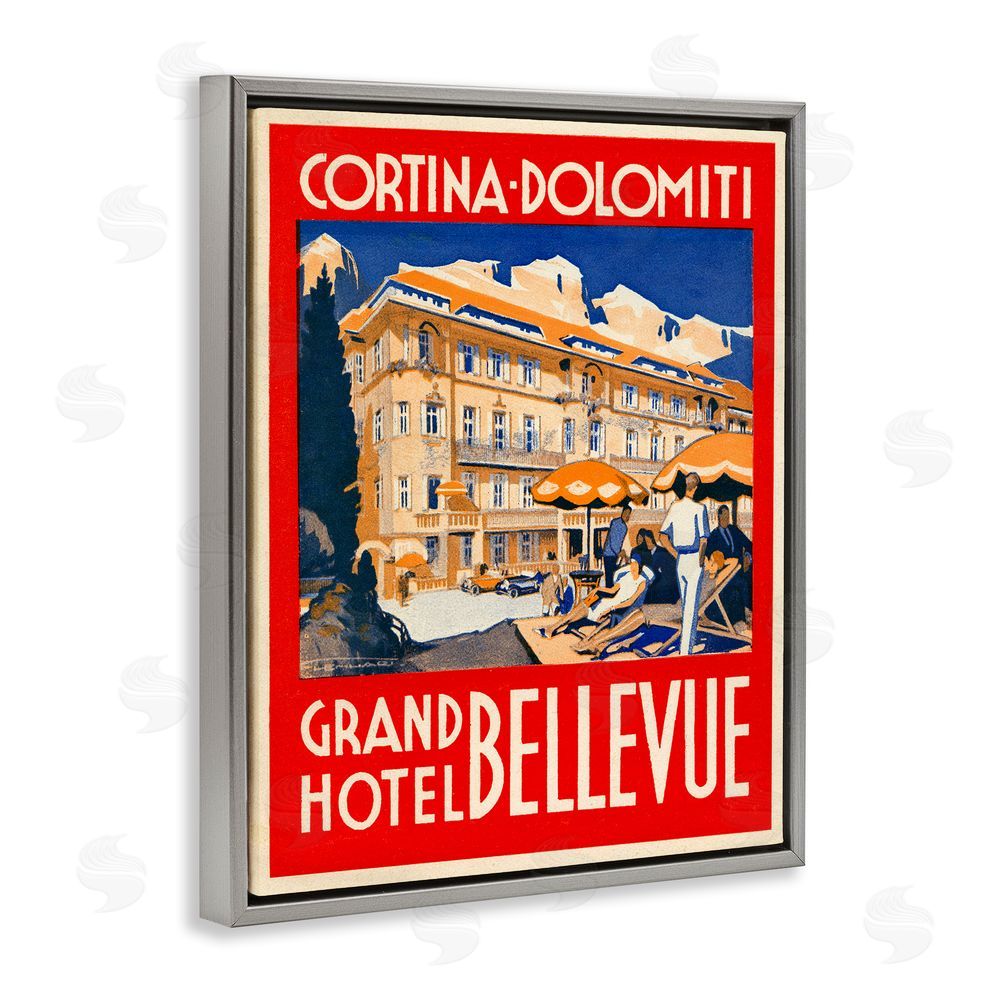 Print Collection Grand Hotel Bellevue Vintage Gray Floating Frame Canvas Wall Art Print