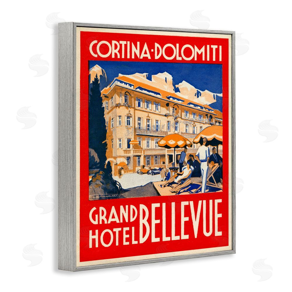 Print Collection Grand Hotel Bellevue Vintage Gray Framed Giclee Wall Art Print
