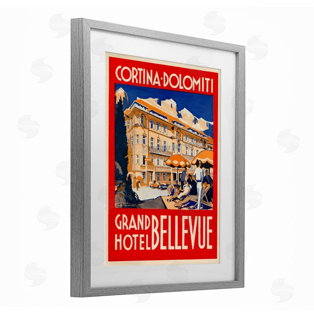 Print Collection Grand Hotel Bellevue Vintage Gray Framed Print Under Glass Wall Art