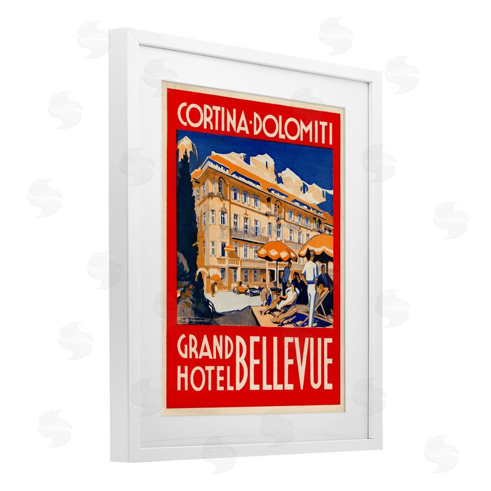 Print Collection Grand Hotel Bellevue Vintage White Framed Print Under Glass Wall Art