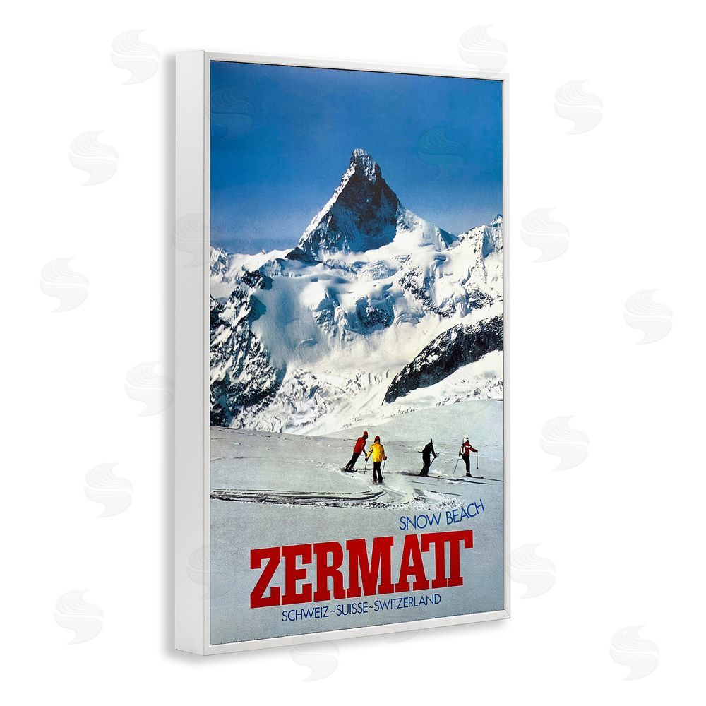 Vintage Posters Zermatt Snow Beach White Framed Giclee Wall Art Print