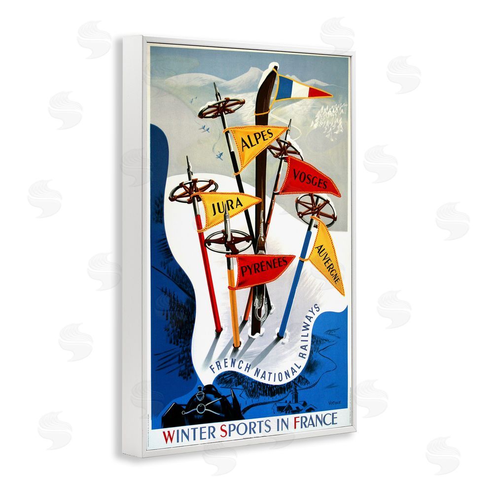 Vintage Posters Winter Sports In France White Framed Giclee Wall Art Print