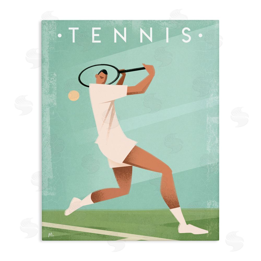 Martin Wickstrom Vintage Tennis Swing Stretched Canvas Wall Art Print