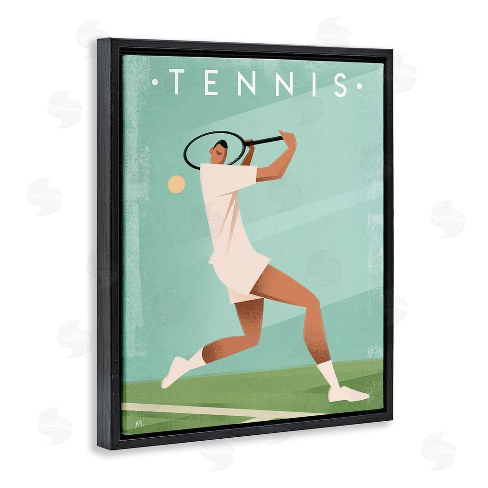 Martin Wickstrom Vintage Tennis Swing Black Floating Frame Canvas Wall Art Print
