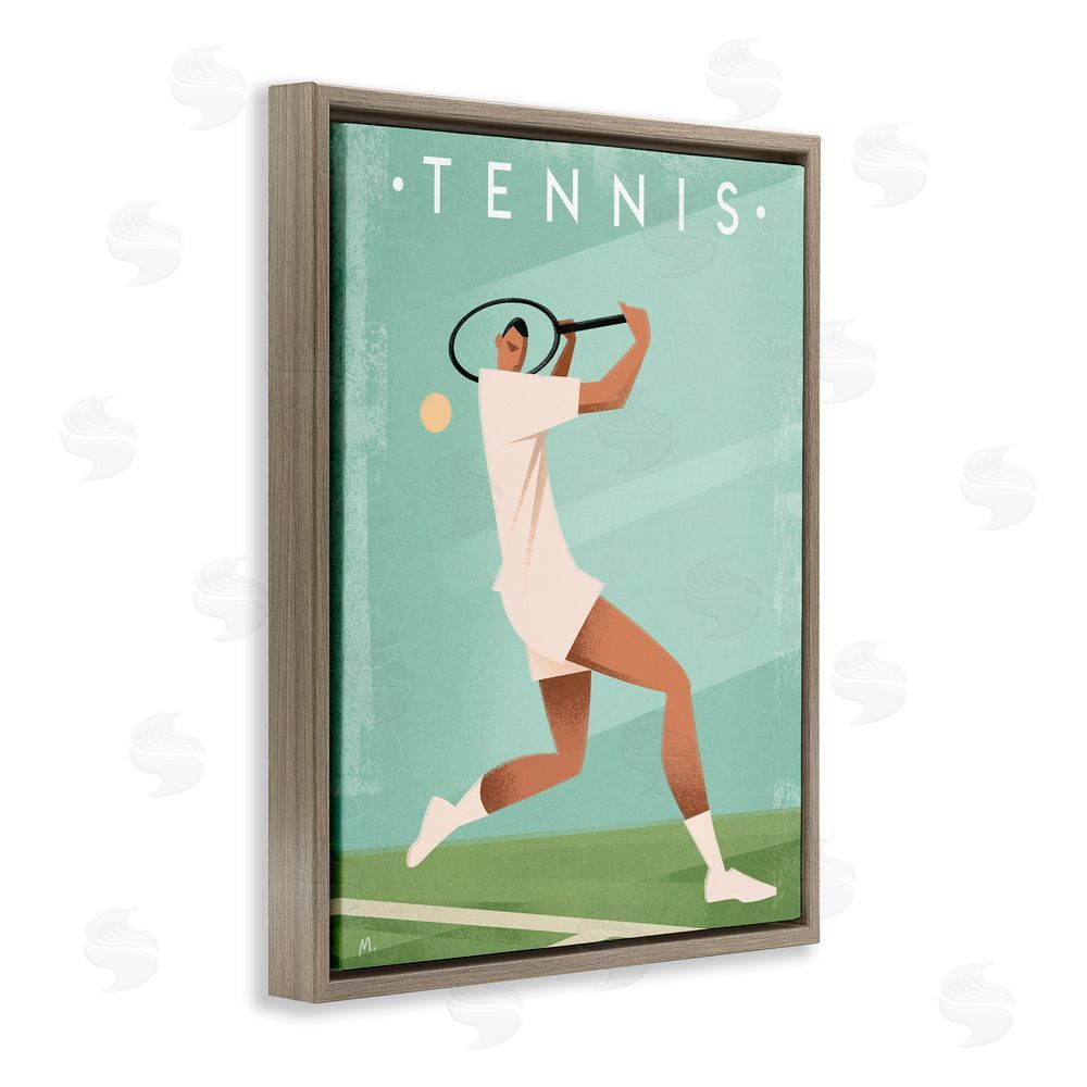 Martin Wickstrom Vintage Tennis Swing Brown Floating Frame Canvas Wall Art Print