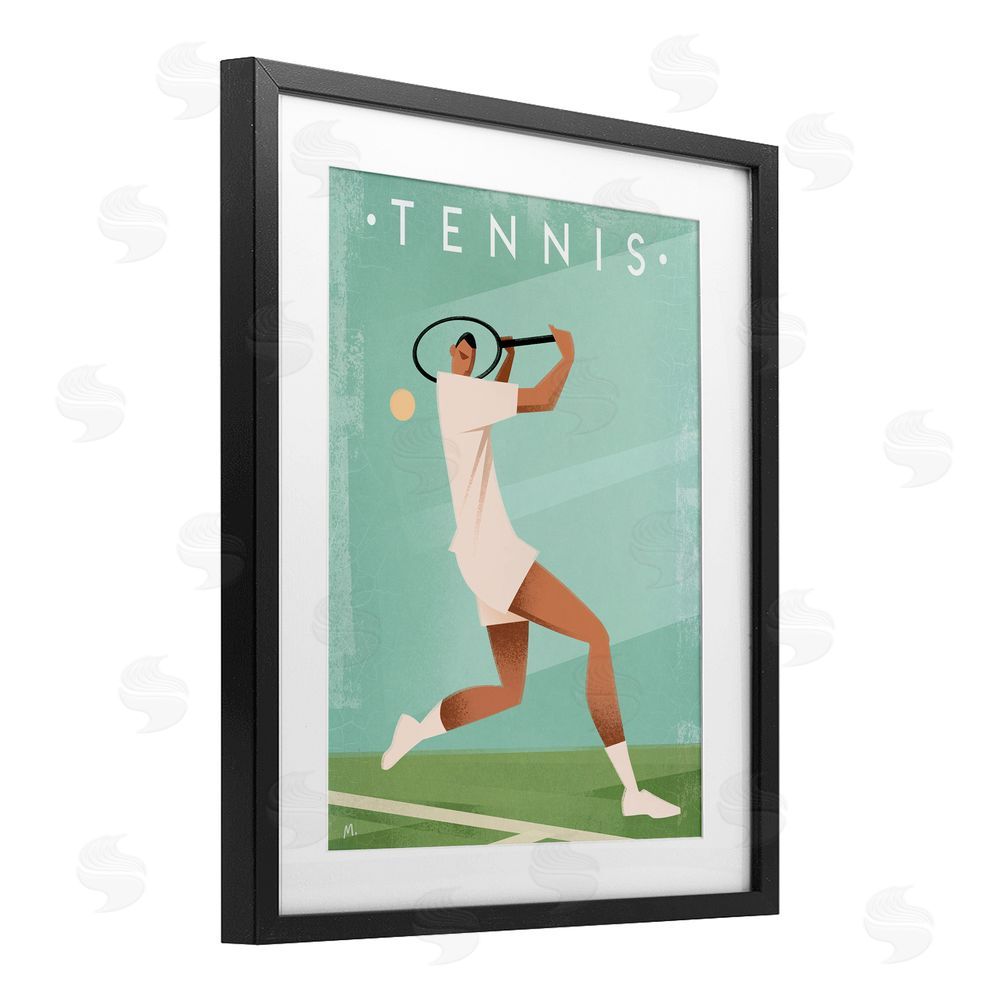 Martin Wickstrom Vintage Tennis Swing Black Framed Print Under Glass Wall Art
