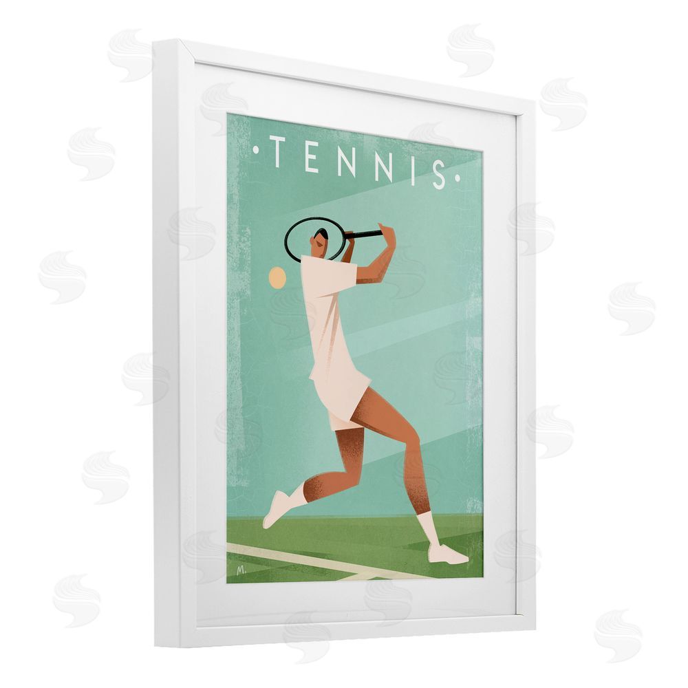 Martin Wickstrom Vintage Tennis Swing White Framed Print Under Glass Wall Art