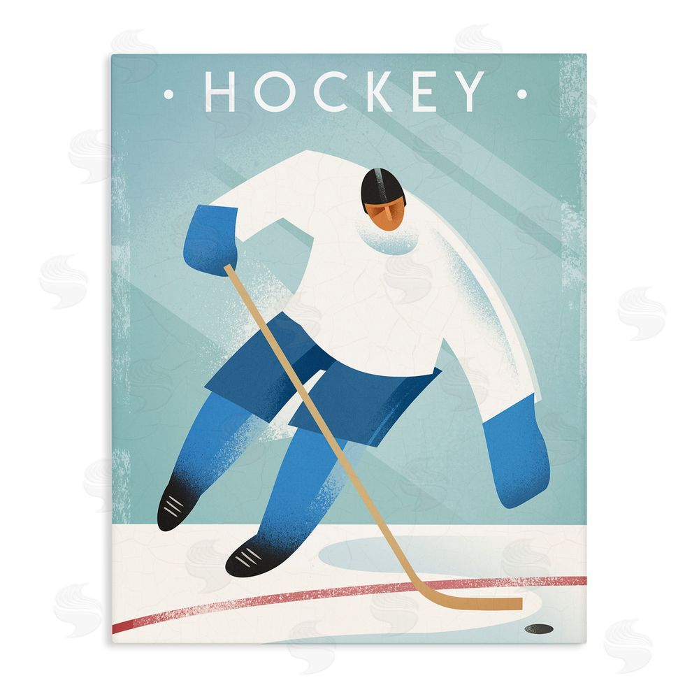 Martin Wickstrom Vintage Hockey Player Stretched Canvas Wall Art Print