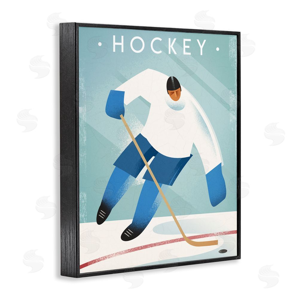 Martin Wickstrom Vintage Hockey Player Black Framed Giclee Wall Art Print