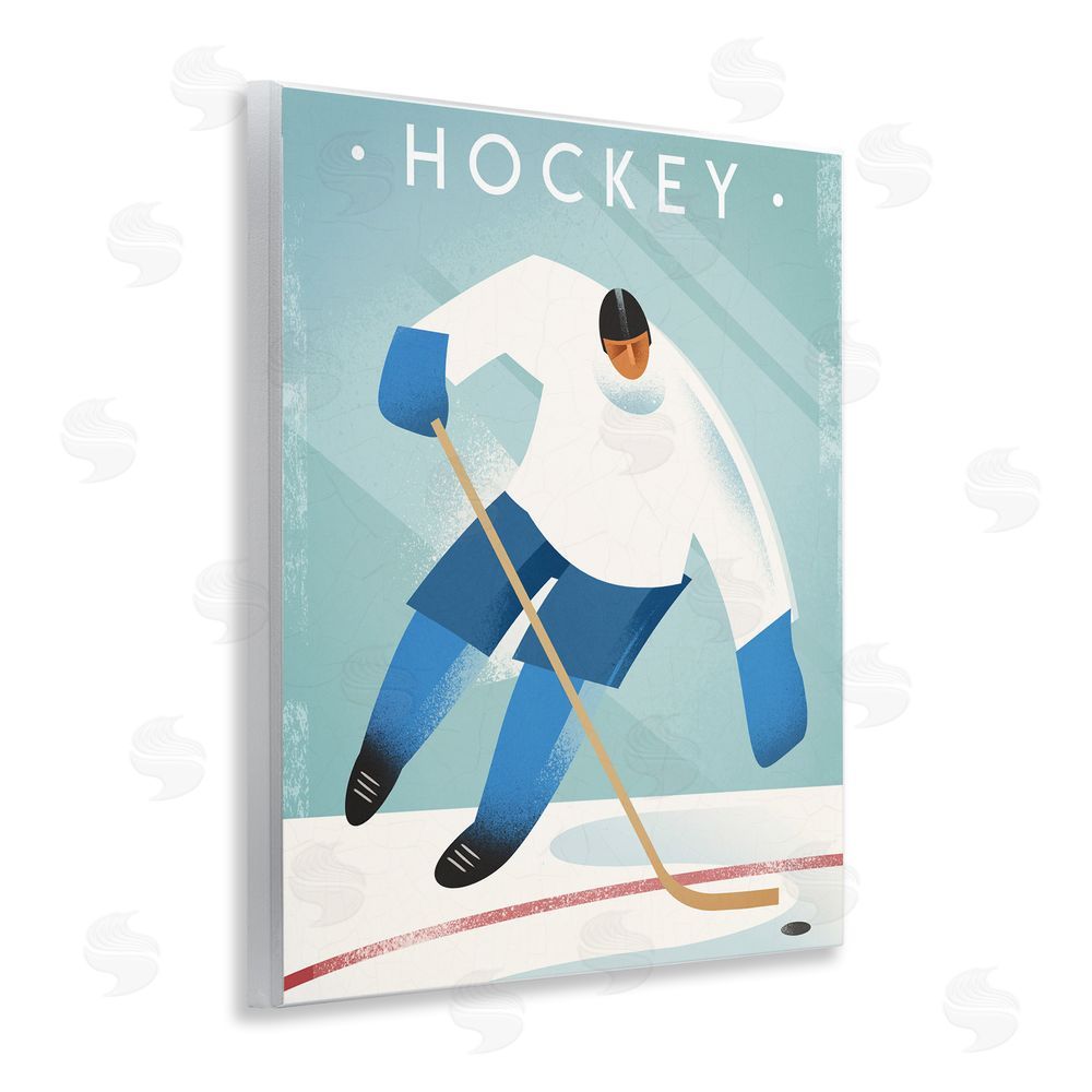Martin Wickstrom Vintage Hockey Player Wooden Wall Plaque Art Print