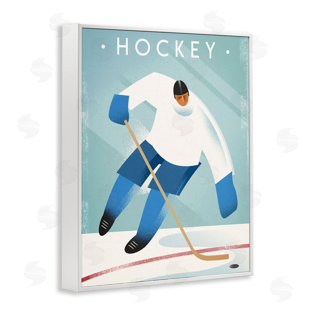 Martin Wickstrom Vintage Hockey Player White Framed Giclee Wall Art Print