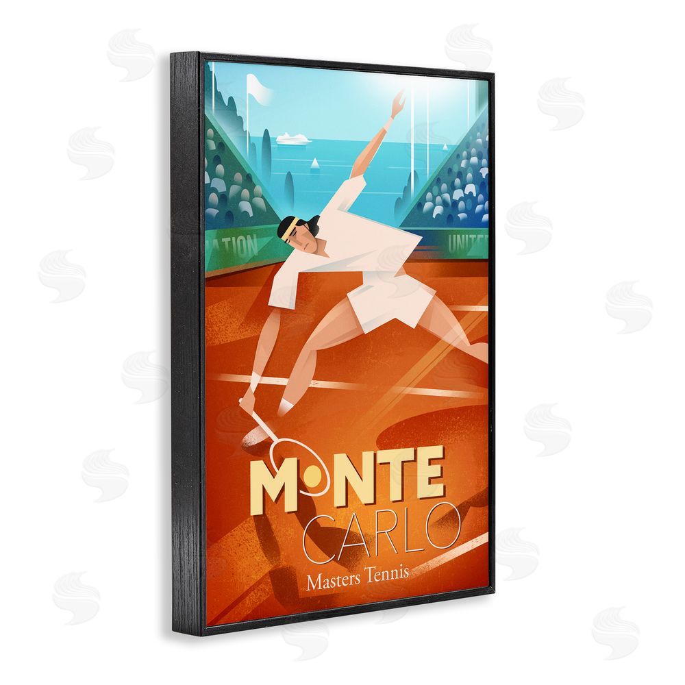 Martin Wickstrom Monte Carlo Masters Tennis Blacked Framed Giclee Wall Art Print